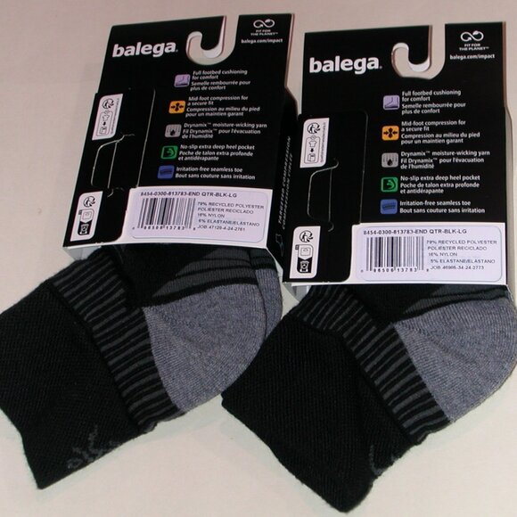 2 Pairs Balega Enduro Medium Cushion Unisex Quarter Socks Men's Size Large - Picture 4 of 6